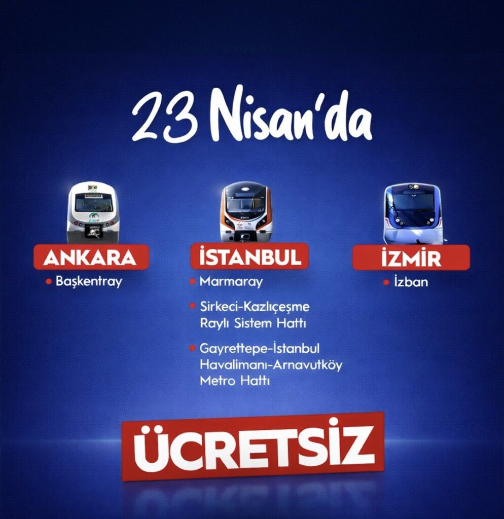 23 Nisan’da Üç Şehirde Ücretsiz Ulaşım Sağlanacak