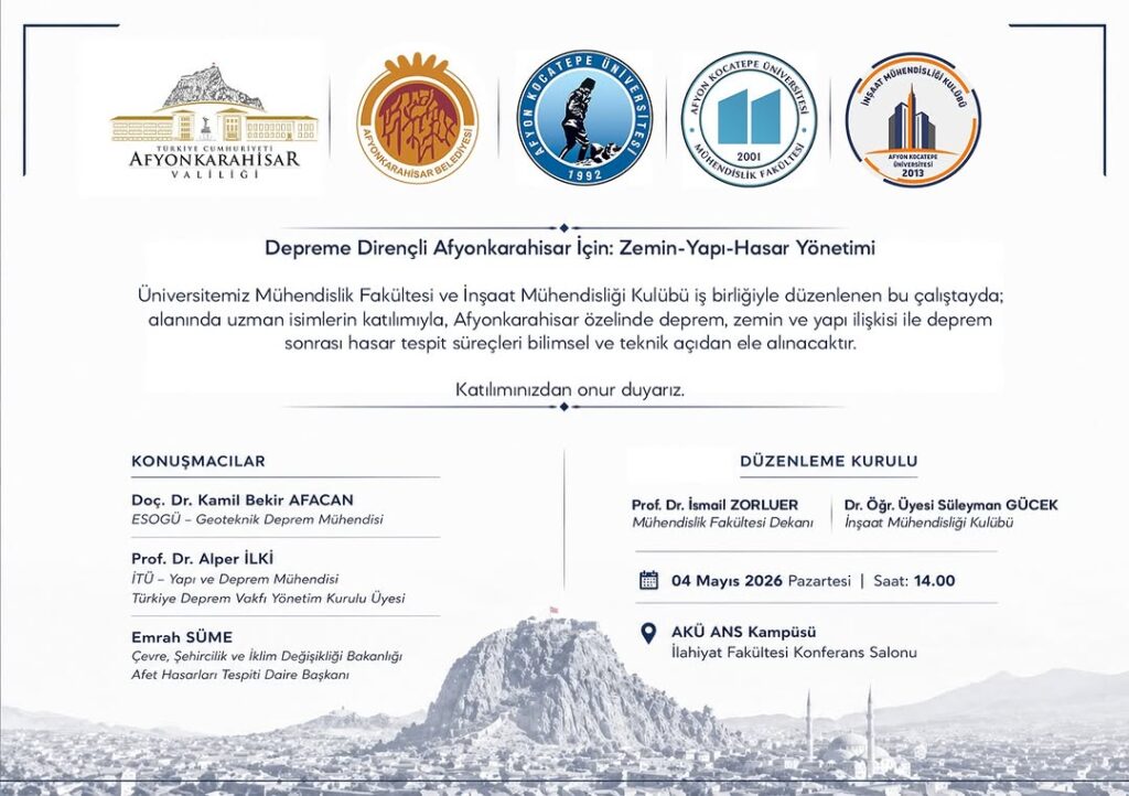Depreme Dirençli Afyonkarahisar İçin Çalıştay Düzenlenecek