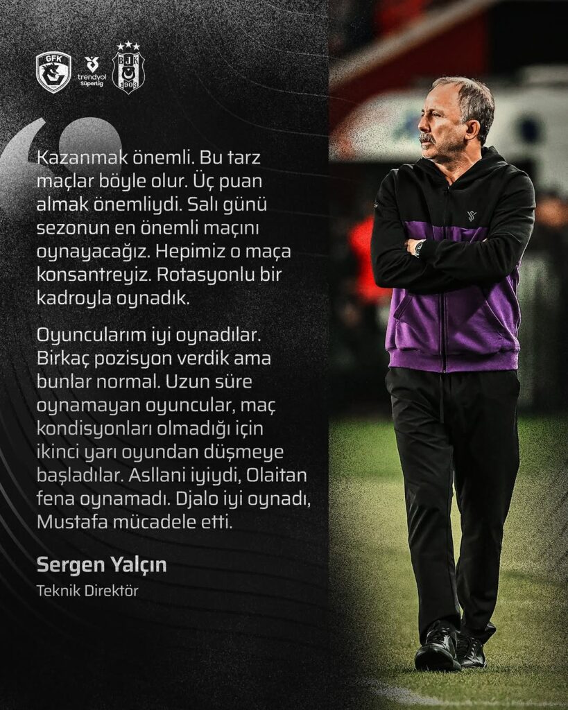Sergen Yalçın’dan Gaziantep FK Maçı Değerlendirmesi