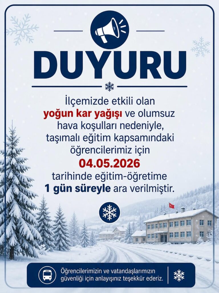 Kar Yağışı Nedeniyle Eğitime Ara Verildi