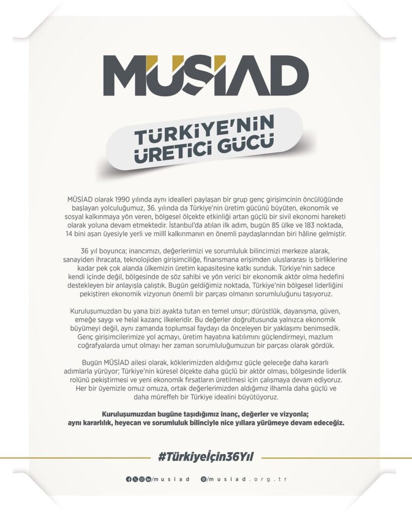 MÜSİAD Afyonkarahisar: 36 Yıl Önce Başladığımız Üretim ve Kalkınma Vizyonumuz