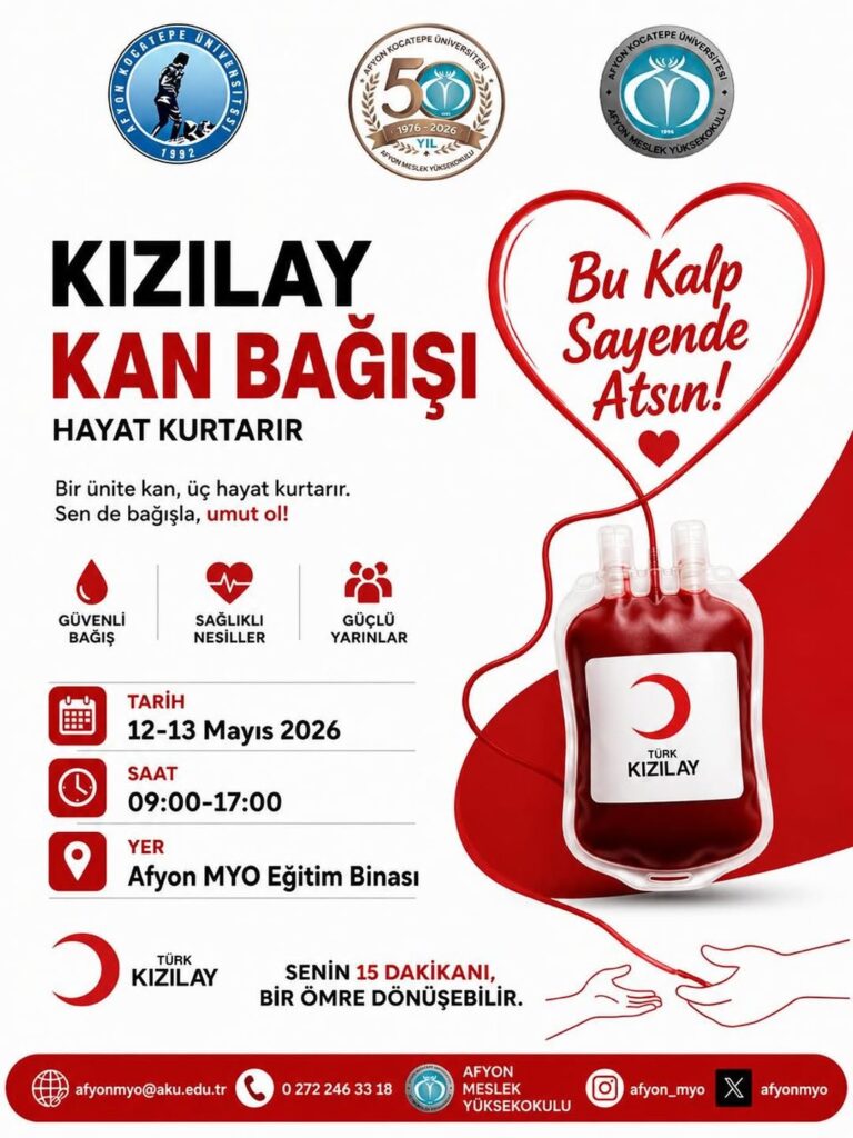 Afyon Kocatepe Üniversitesi’nde Bugün: Kızılay Kan Bağışı Etkinliği