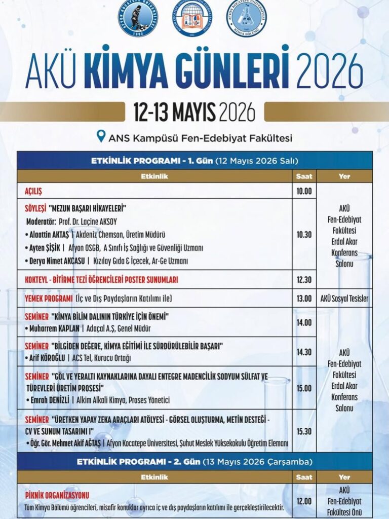 Afyon Kocatepe Üniversitesi’nde Bugün: AKÜ Kimya Günleri