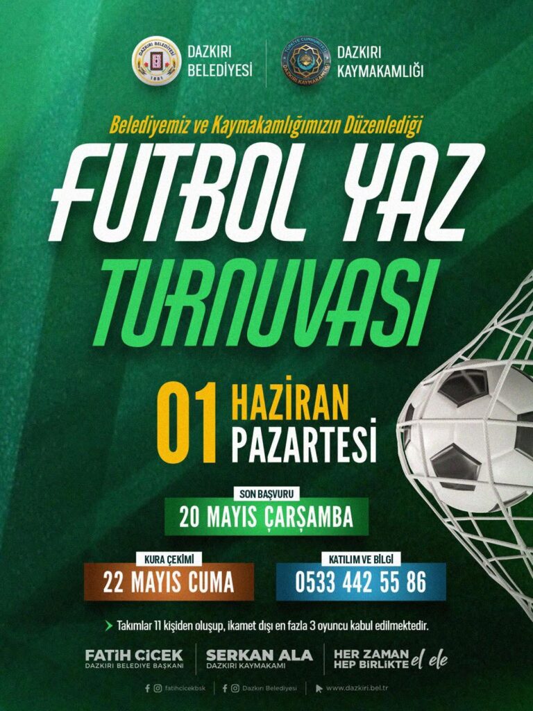 Dazkırı Belediyesi ve Kaymakamlığı Tarafından Düzenlenecek Futbol Turnuvası Başlıyor
