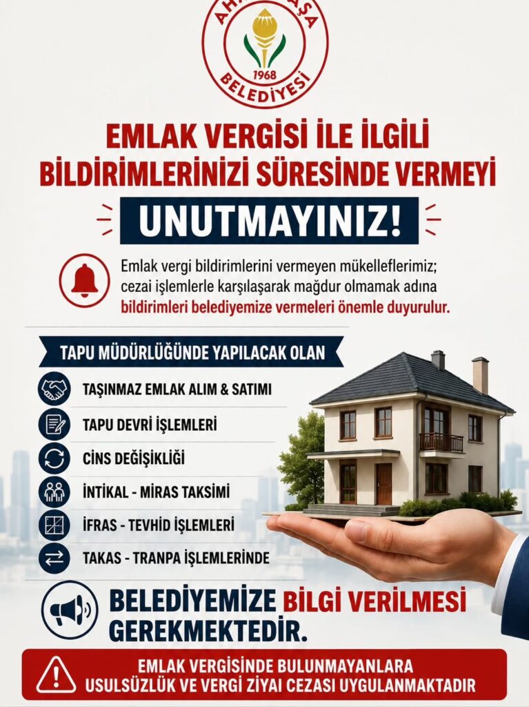 Afyonkarahisar AhmetPaşa Belediyesi’nden Emlak Vergisi Bildirimi Hatırlatması