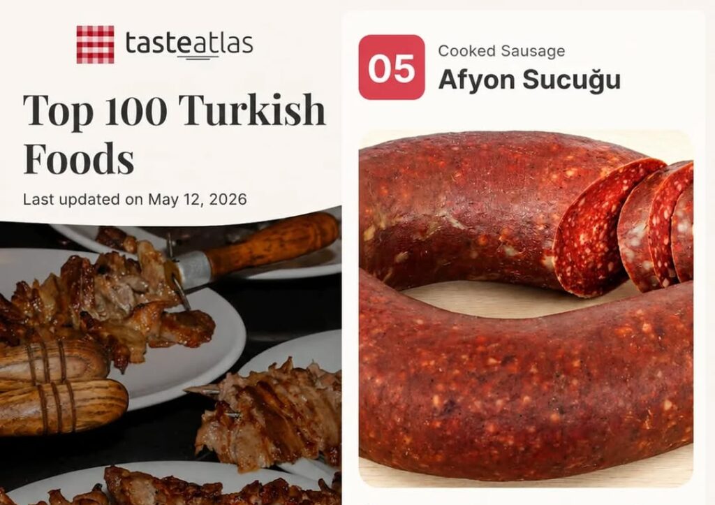 Afyon Sucuğu, TasteAtlas Listesinde Türkiye’nin En İyi 5. Lezzeti Oldu