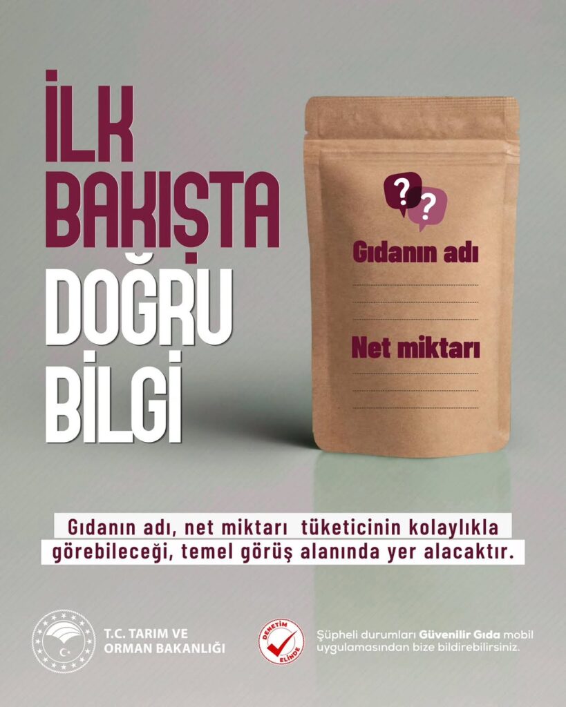 Gıdanın Adı ve Net Miktarı Artık Ambalajların En Görünür Yerinde Olmak Zorunda