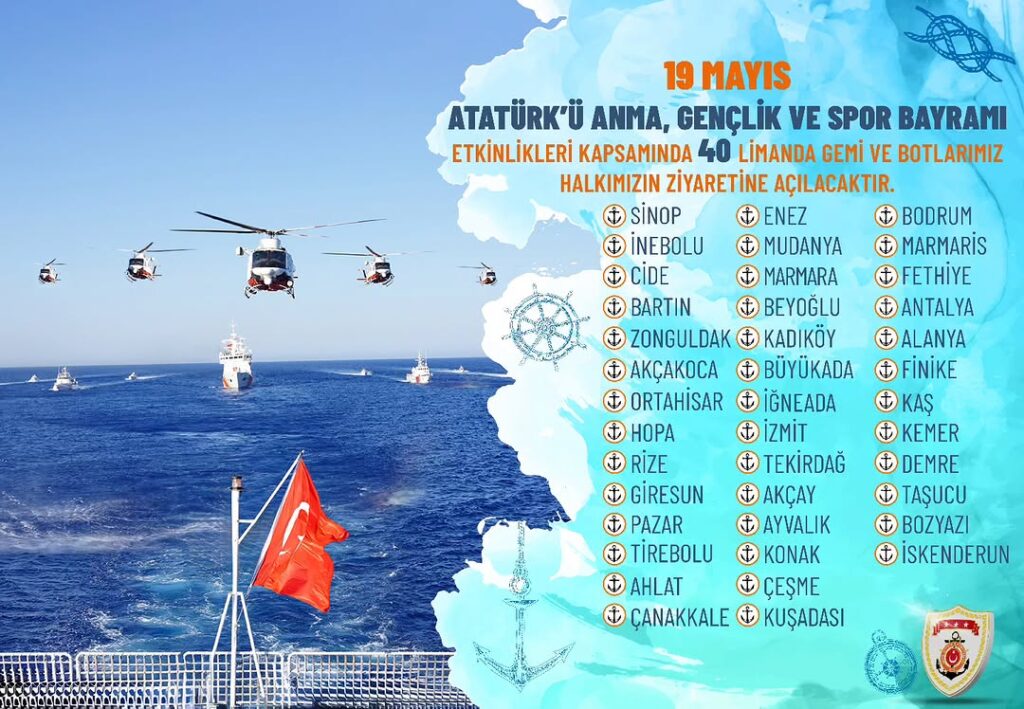 19 Mayıs Atatürk’ü Anma, Gençlik ve Spor Bayramı’nda Sahil Güvenlik Komutanlığı Gemileri ve Botları Vatandaşlara Açılıyor