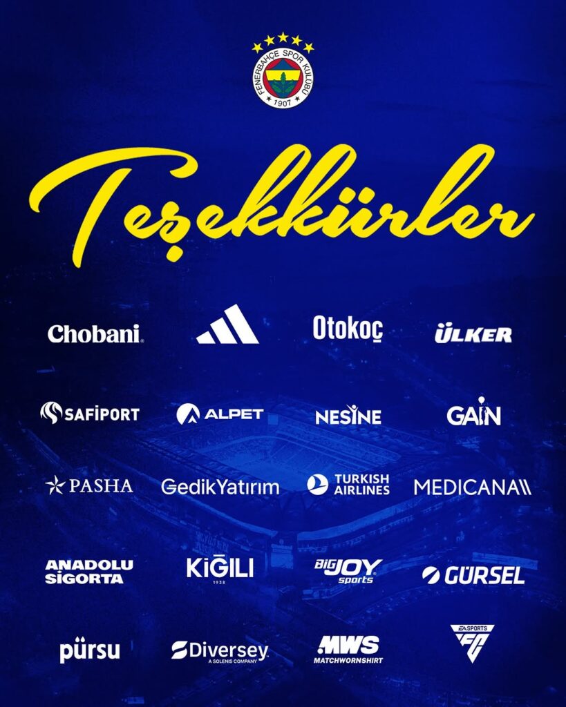 Fenerbahçe’den Sponsorlara Teşekkür Mesajı