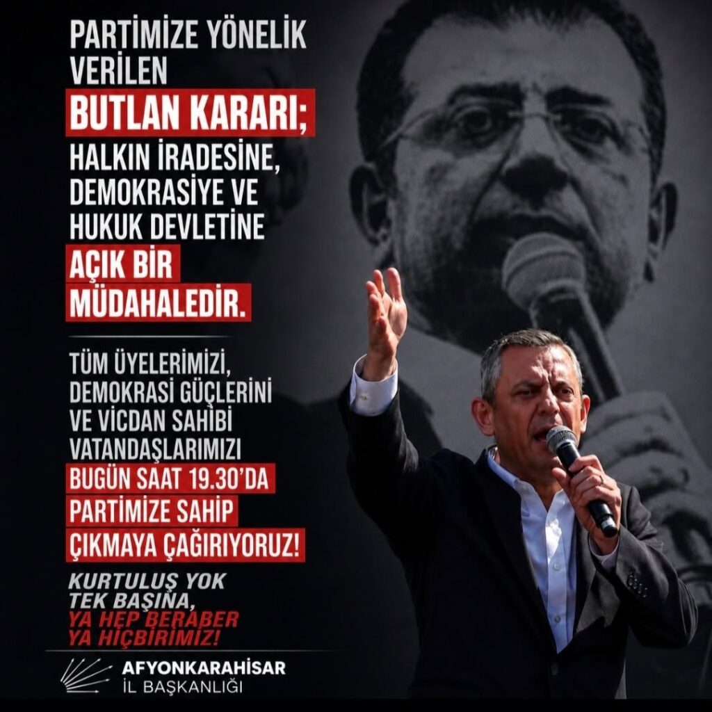 CHP Afyonkarahisar İl Başkanlığı’ndan Partiye Yönelik Butlan Kararına Tepki