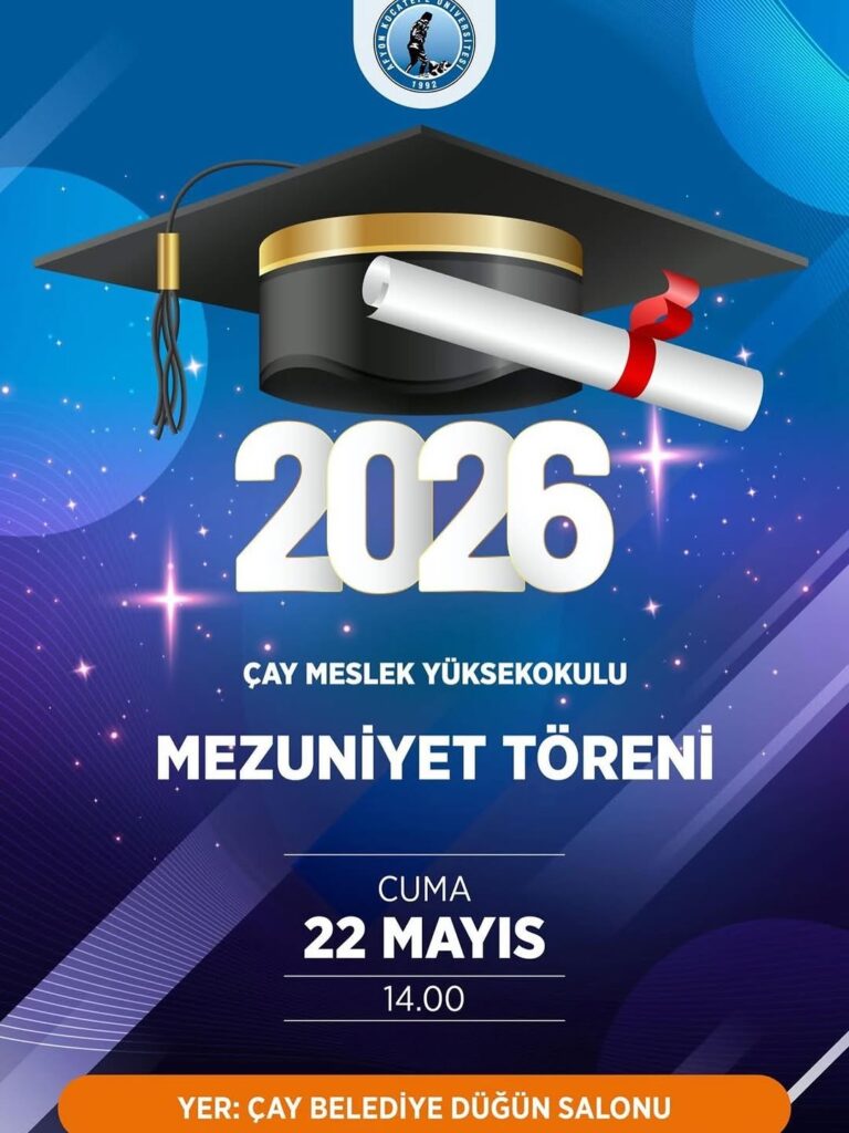 Afyon Kocatepe Üniversitesi’nde Bugün: Çay Meslek Yüksekokulu Mezuniyet Töreni