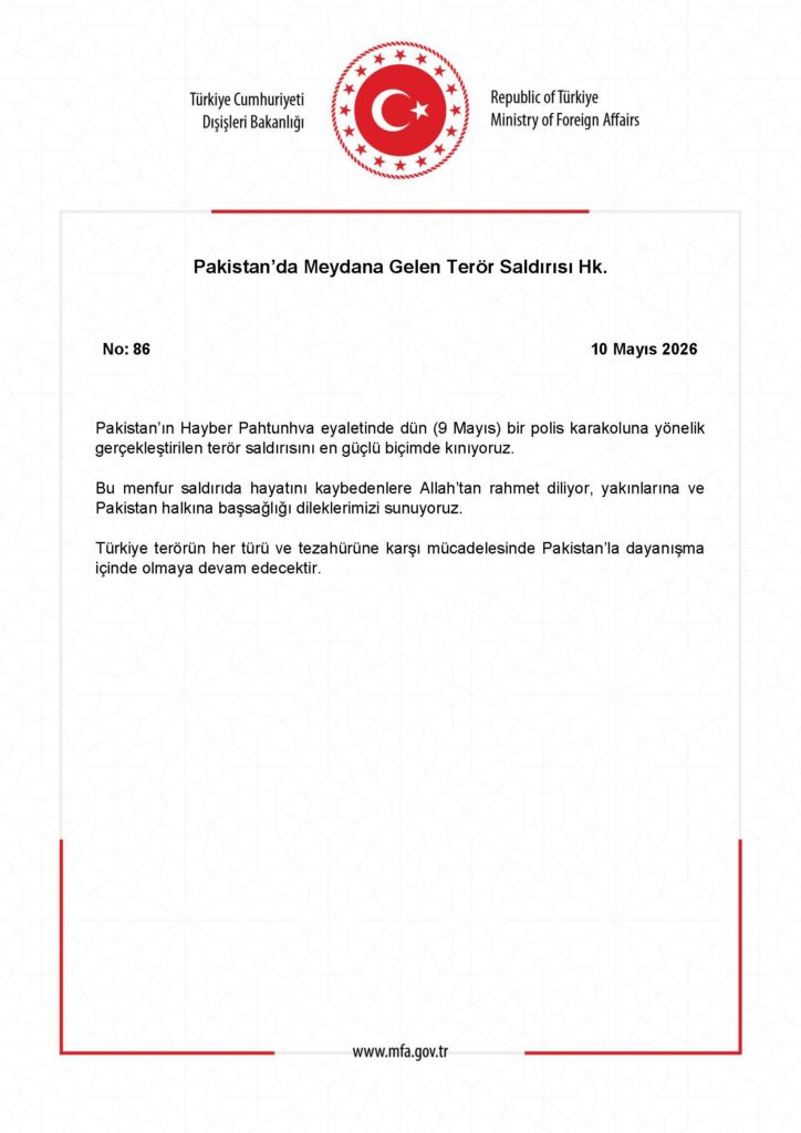 Pakistan’daki Terör Saldırısı Hakkında Açıklama