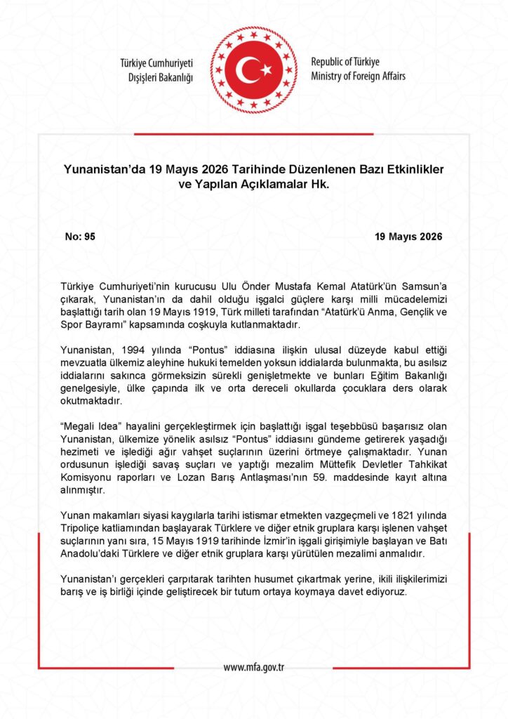 Yunanistan’da 19 Mayıs 2026 Etkinlikleri Hakkında Bilgi