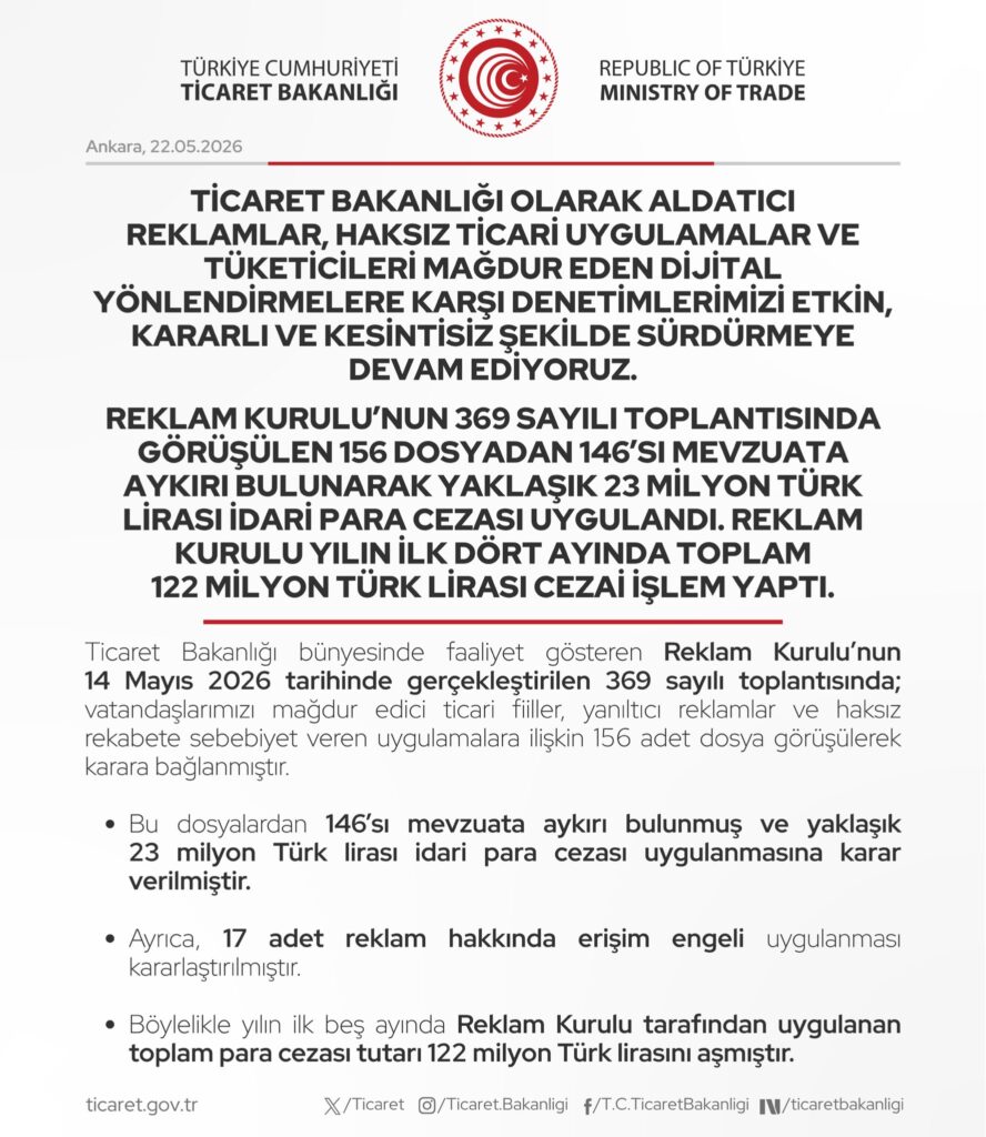 Ticaret Bakanlığı’ndan haksız reklamlara denetim