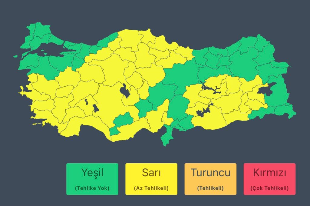 Türkiye’nin çeşitli illerinde yağış ve fırtına bekleniyor