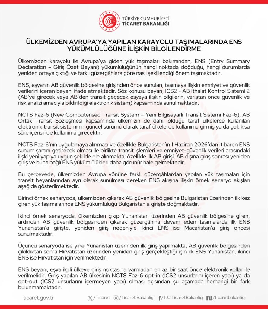 Türkiye’den Avrupa’ya Karayolu Taşımacılığına Dair Bilgilendirme