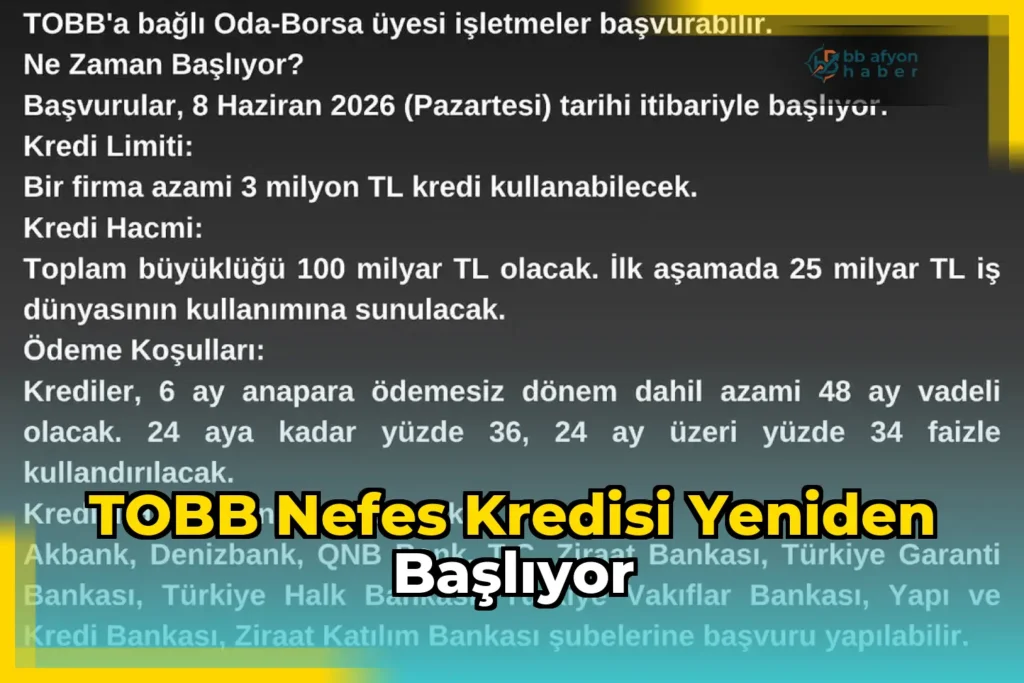 TOBB Nefes Kredisi Yeniden Başlıyor
