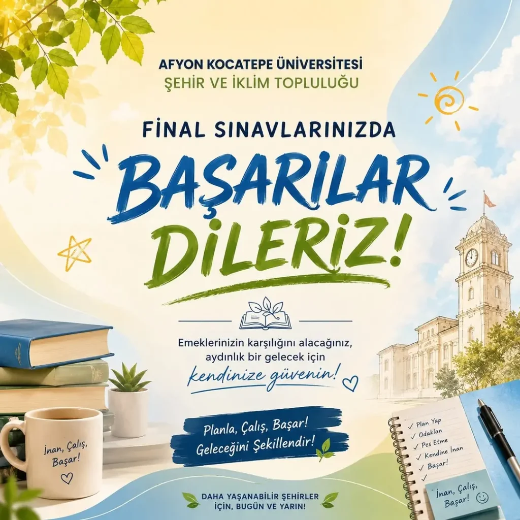 Afyon Kocatepe Üniversitesi’nden Öğrencilere Final Sınavlarından Başarılar Dileği