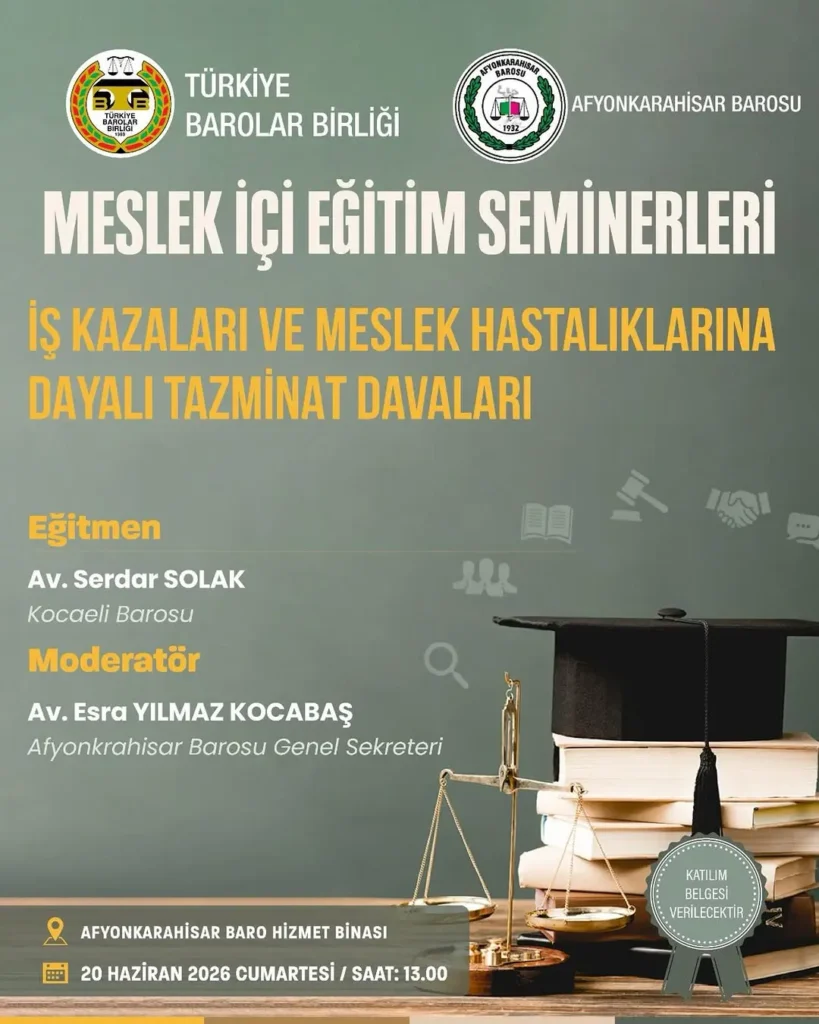 Afyonkarahisar Barosu Meslek İçi Eğitim Semineri Düzenliyor
