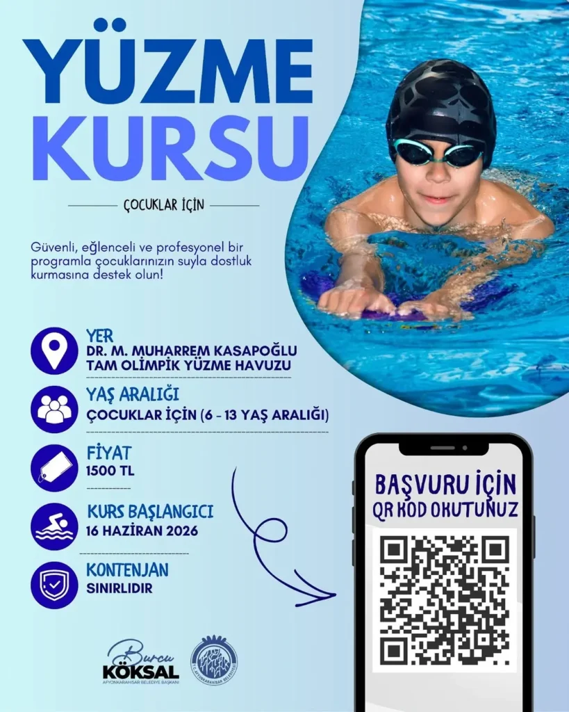 Afyonkarahisar Belediyesi’nden Yüzme Kursu Başvuru Duyurusu