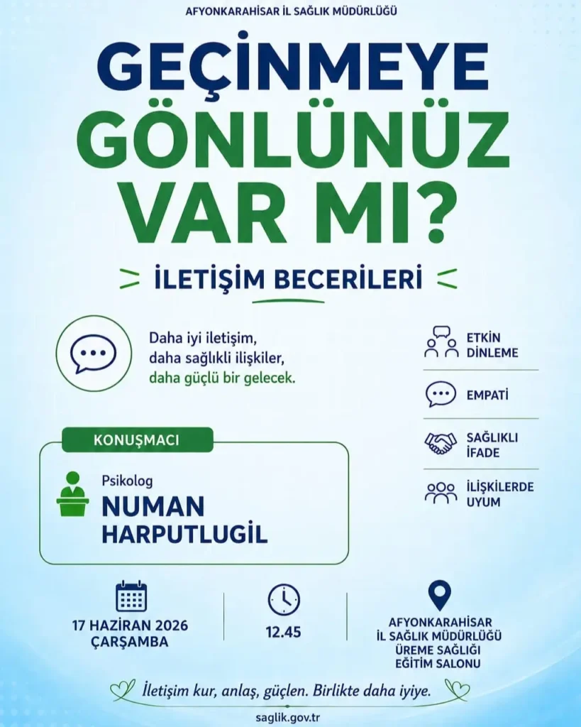 Afyonkarahisar İl Sağlık Müdürlüğü’nden Sağlıklı Hayat Sohbetleri Etkinliği Duyurusu