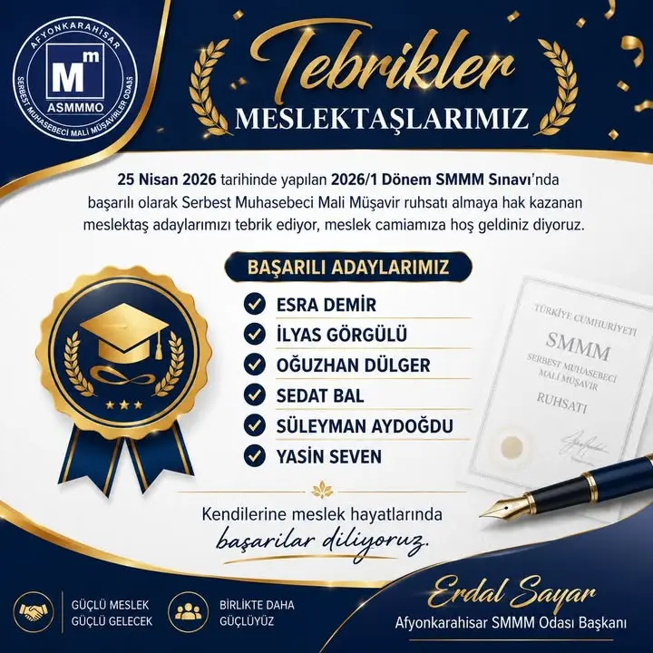 Afyonkarahisar Mali Müşavirler Odası’nın Yaptığı Paylaşım