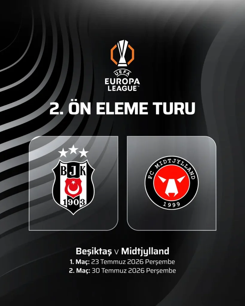 Beşiktaş, UEFA Avrupa Ligi’nde Midtjylland ile eşleşti!