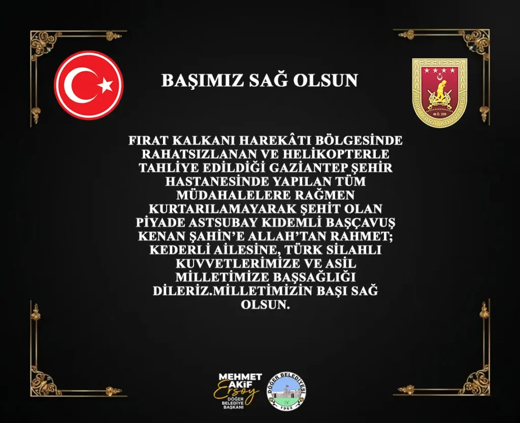 Fırat Kalkanı Harekâtı’nda Rahatsızlanan ve Şehit Olan Piyade Astsubayın Son Durumu