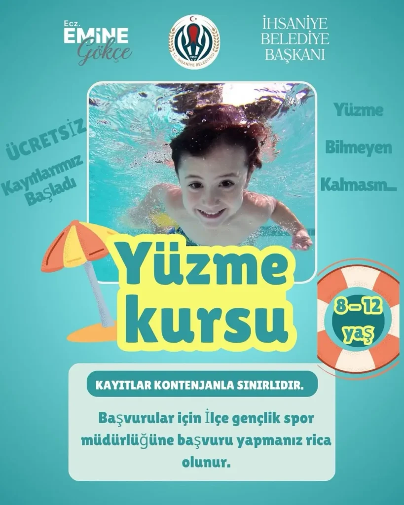 İhsaniye Belediyesi Yüzme Kursu Düzenliyor