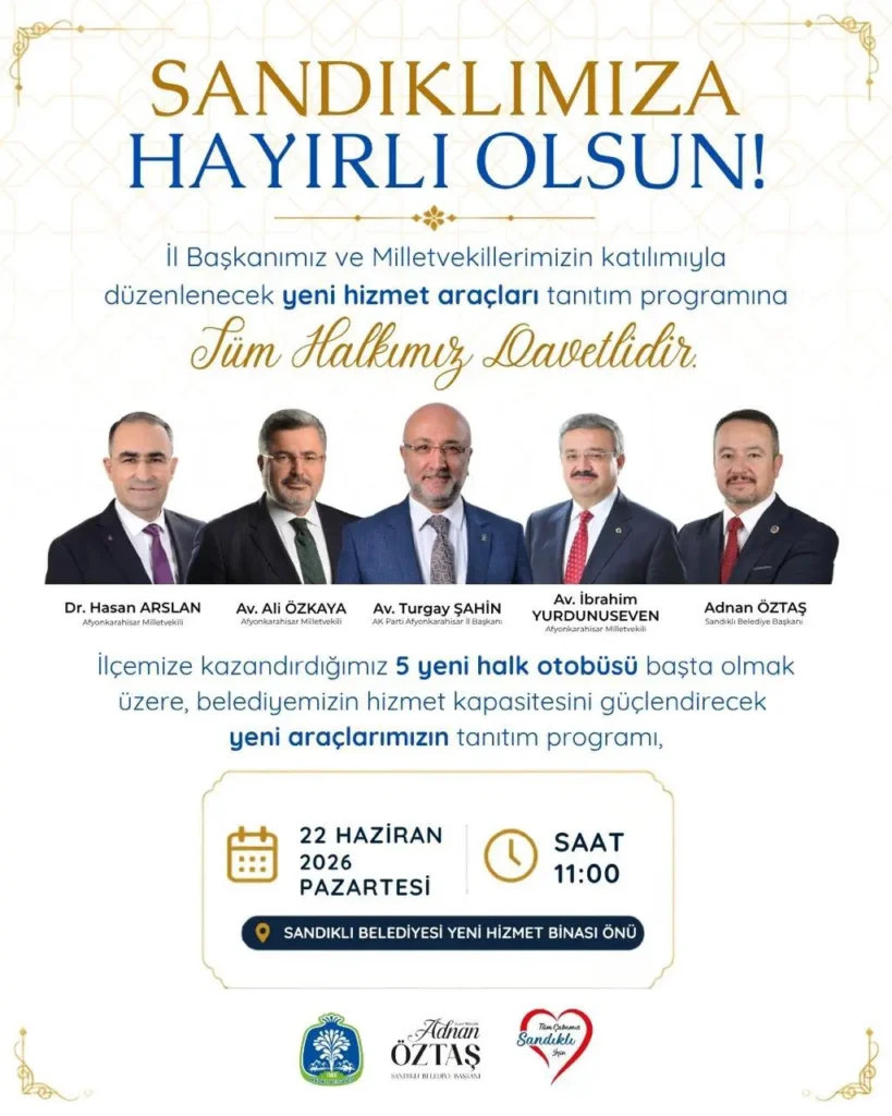 Sandıklı Belediyesi’nden Yeni Yatırım: 5 Adet Otobüs ve Hizmet Araçları