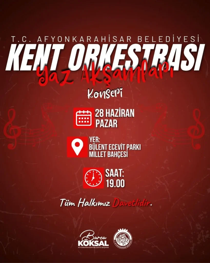 T.C. Afyonkarahisar Belediyesi Yaz Akşamları Konserlerine Devam Ediyor!