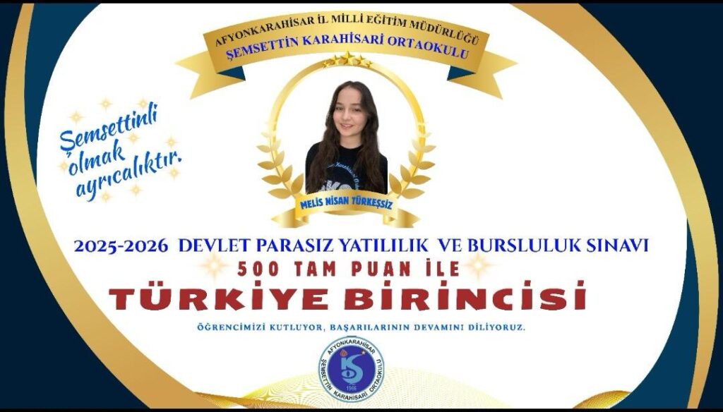 Şemsettin Karahisari Ortaokulu’ndan Türkiye Birincisi