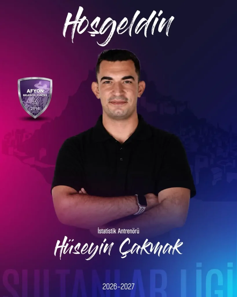 Afyon Belediye Yüntaş Spor Kulübü’nden Yeni İstatistik Antrenörü Hüseyin Çakmak’a Hoş Geldin Mesajı