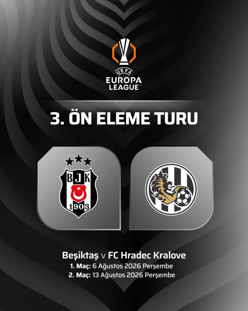 Beşiktaş UEFA Avrupa Ligi’nde Hradec Kralove ile eşleşti