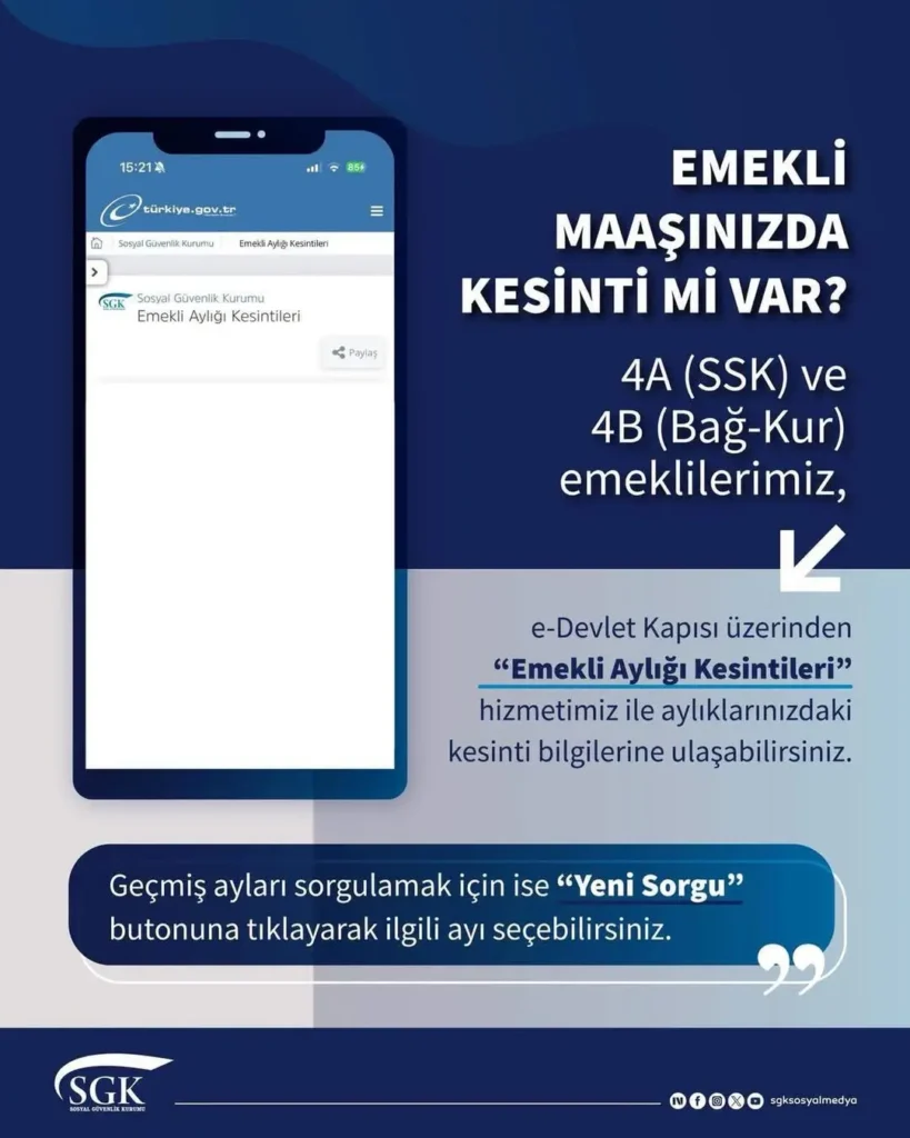 Emekli Aylığı Kesintileri Hizmeti ile Aylık Kesinti Bilgilerinizi Öğrenin