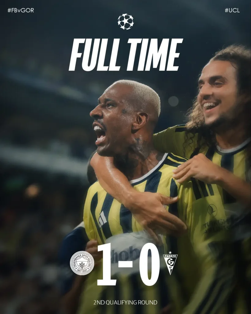 Fenerbahçe UEFA Şampiyonlar Ligi 2. Ön Eleme Turu İlk Maçında 1-0 Galip!
