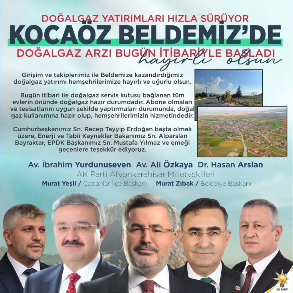 Kocaöz Beldesine Doğalgaz Arzı Başladı