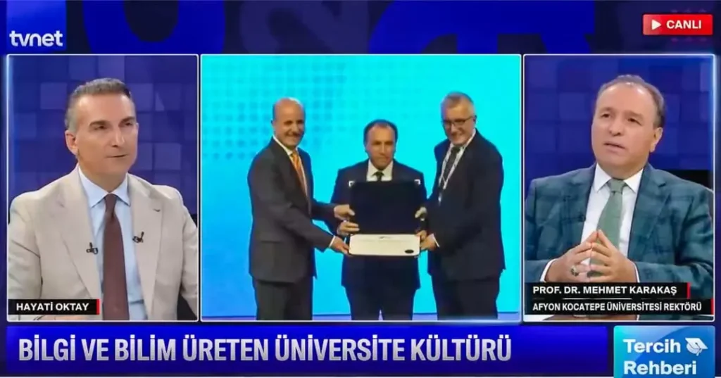 Rektör Prof. Dr. Mehmet Karakaş, TVNET’te Afyon Kocatepe Üniversitesi Tercih Rehberi Programında