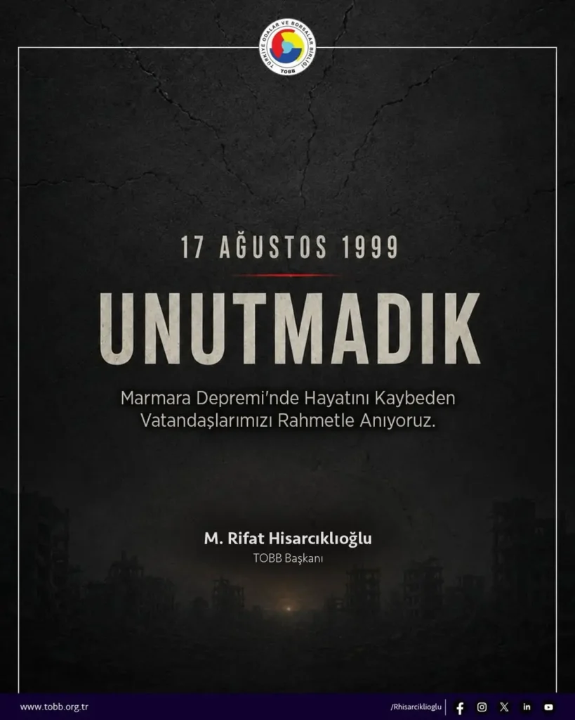 27. Yıl Dönümünde 17Ağustos1999 Marmara Depremi