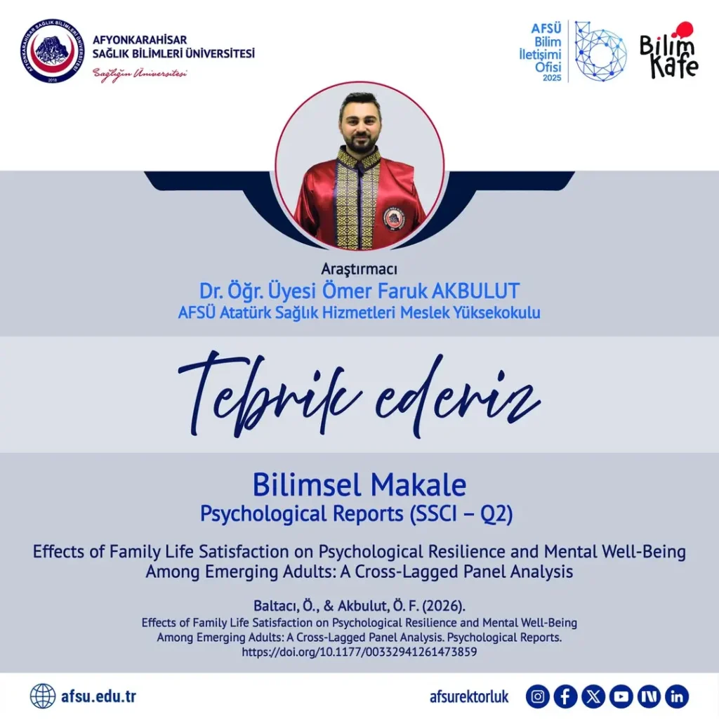 AFSÜ Öğretim Üyelerinden Yeni Bilimsel Makale: Psychological Reports