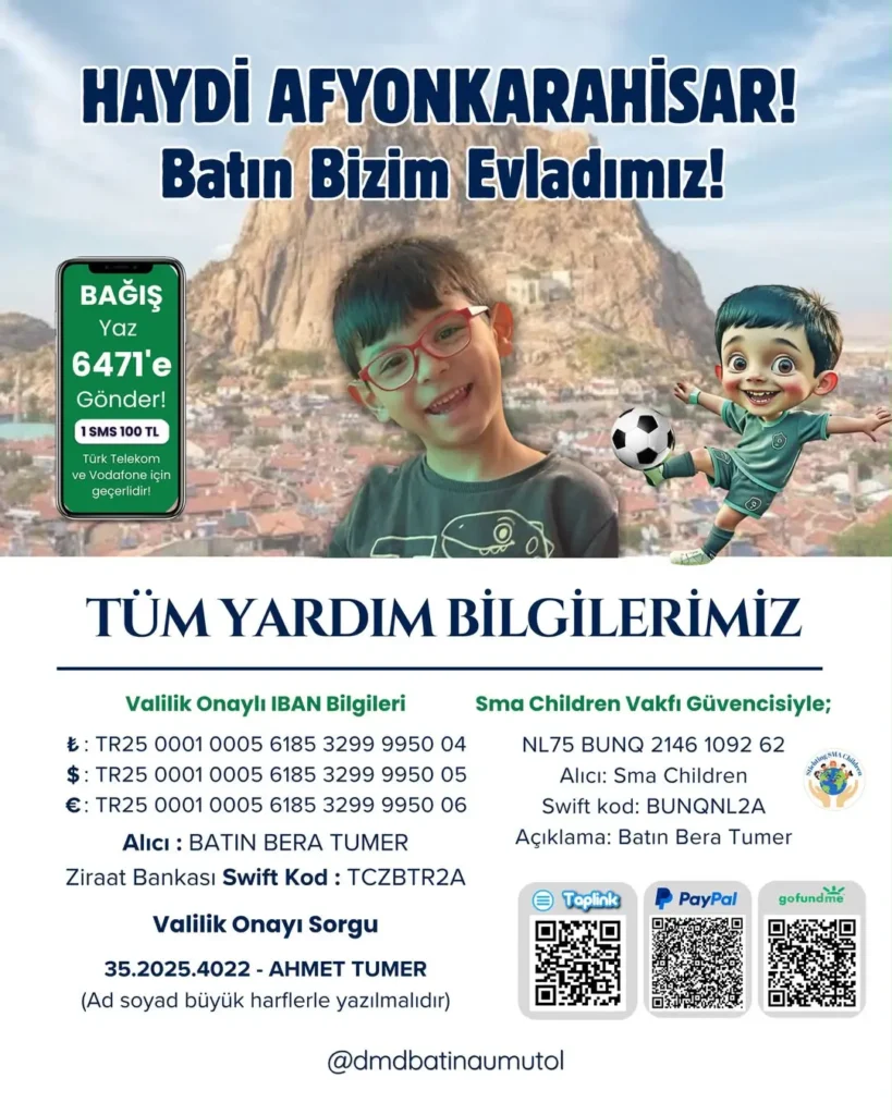 Afyonkarahisar Belediye Başkanı Burcu Köksal’dan DMD Kas Hastası Batın Bera İçin Yardım Kampanyası çağrısı
