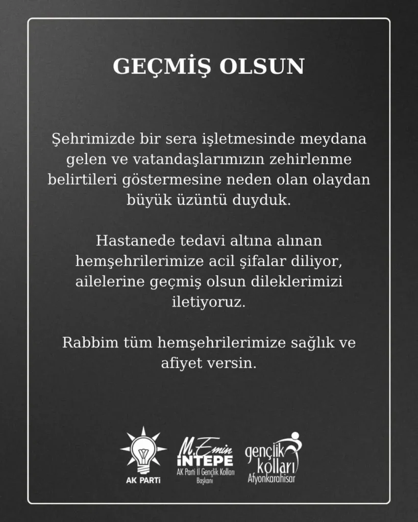 Afyonkarahisar’da Sera İşletmesinde Zehirlenme Olayı