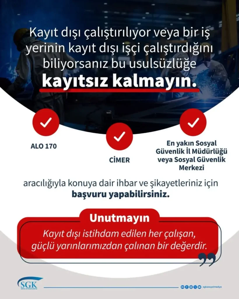 Afyonkarahisar Sgk İl Müdürlüğü’nden Kayıt Dışı İstihdam Uyarısı