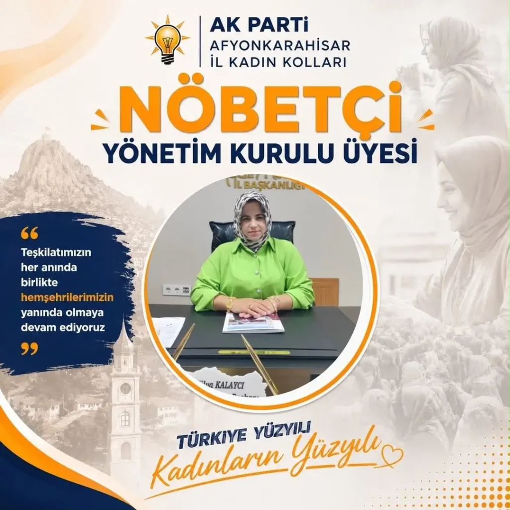 AK Parti Afyonkarahisar İl Kadın Kolları’ndan Nöbetçi Yönetim Kurulu Üyesi Gülendam Özpınar’ın Görev Bildirimi