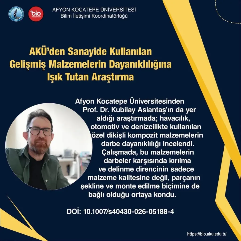 AKÜ’den Sanayide Kullanılan Gelişmiş Malzemelerin Dayanıklılığına Işık Tutan Araştırma