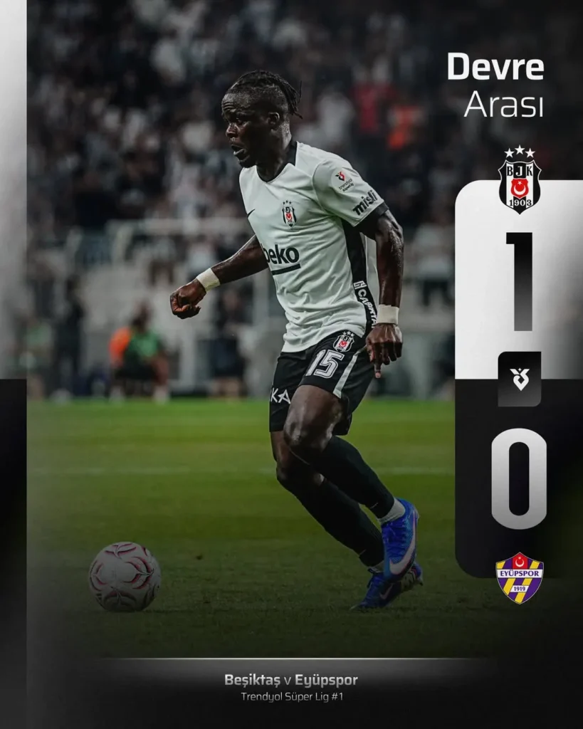 Beşiktaş, Eypio karşısında devre arasına 1-0 önde giriyor