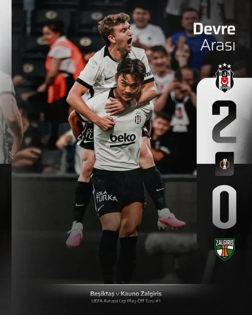 Beşiktaş, Karşılıklı Gol Olmayan İlk Yarıyı 2-0 Önde Kapattı