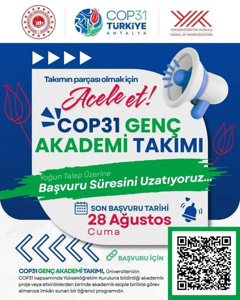 COP31 Genç Akademi Takımı’na Katılmak İçin Ek Süre Fırsatı!