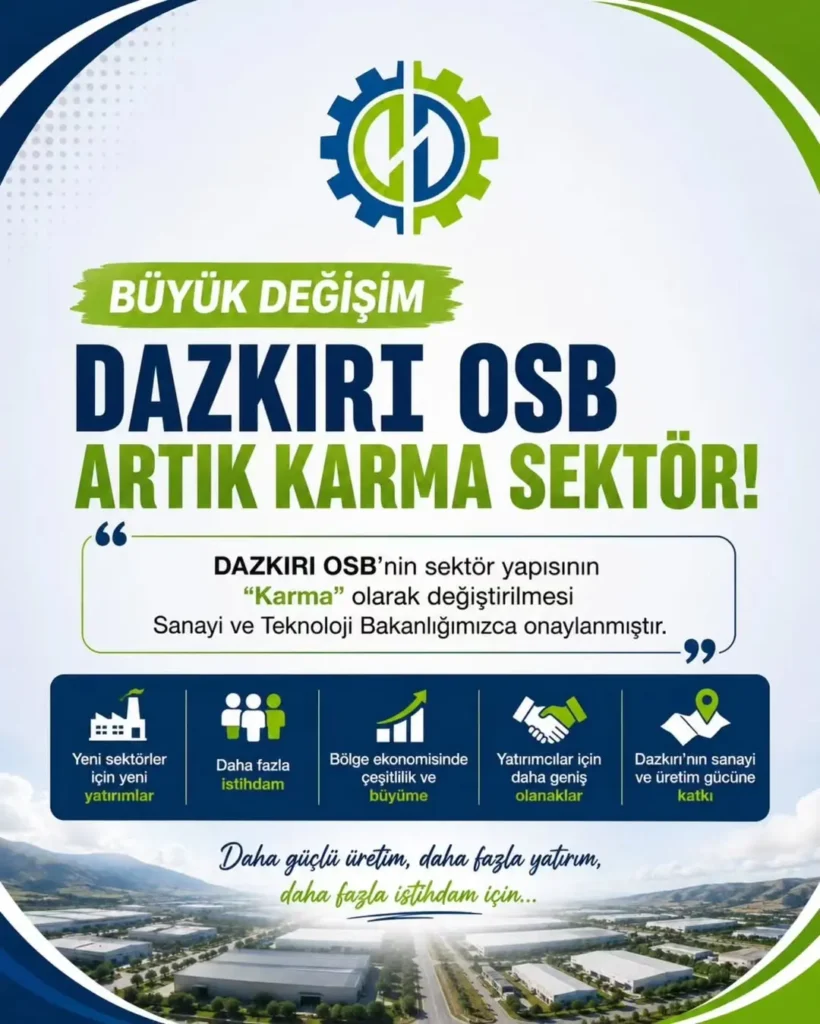 DAZKIRI OSB’DE KARMA SEKTÖR YAPISINA GEÇİŞ ONAYLANDI