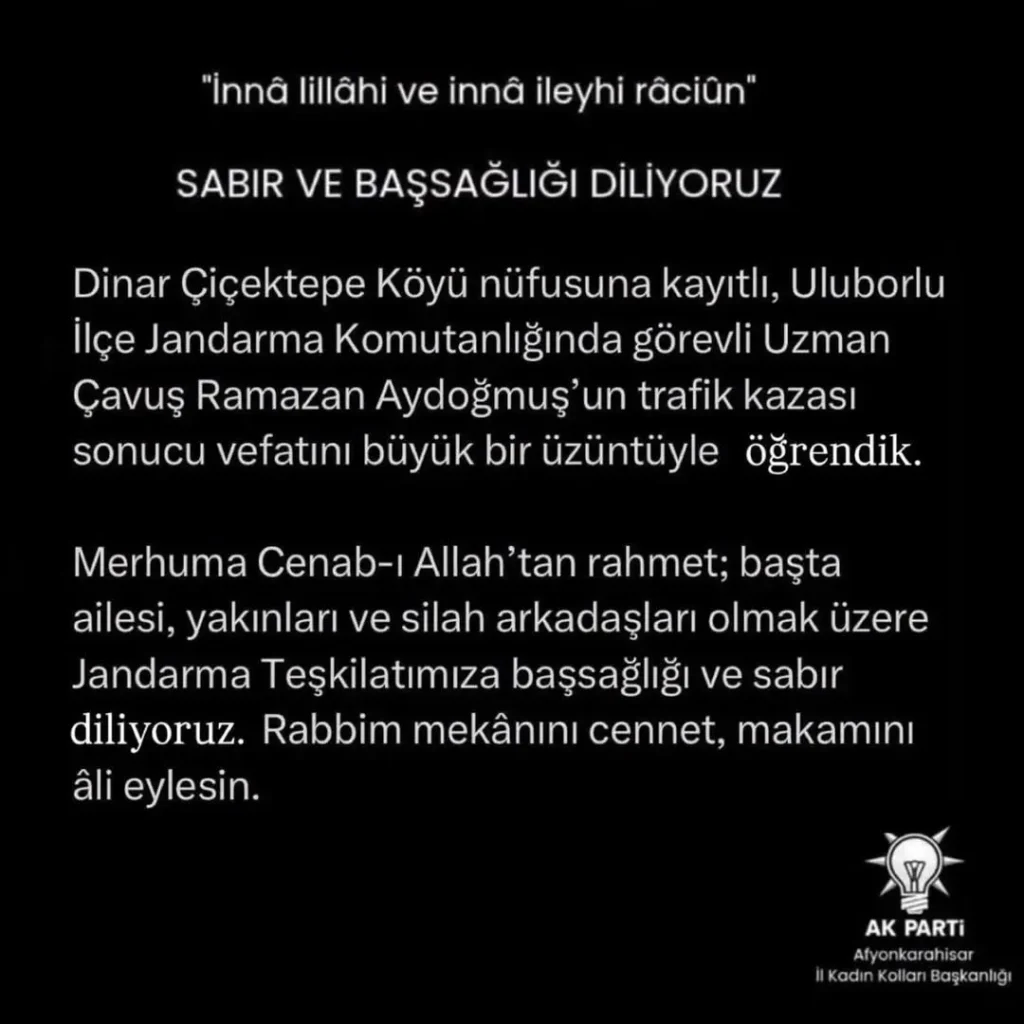 Dinar Çiçektepe Köyü’nden Acı Haber: Uzman Çavuş Ramazan Aydoğmuş’u Kaybettik